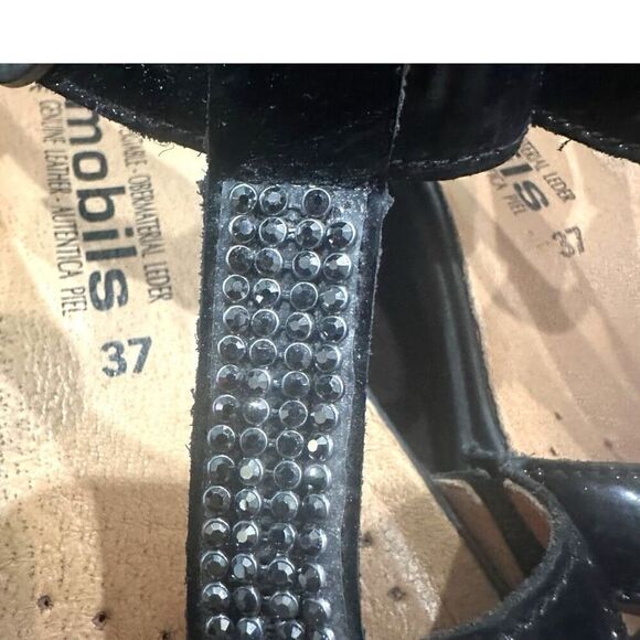 MEPHISTO Mobils Air-Relax Felizia Black Patent Leather Rhinestone Velcro Wedge S - Picture 9 of 11